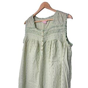 SERENADA Nightgown Womens 14/16 Lace Eyelet Floral 100%Cotton Cottage Light Cool